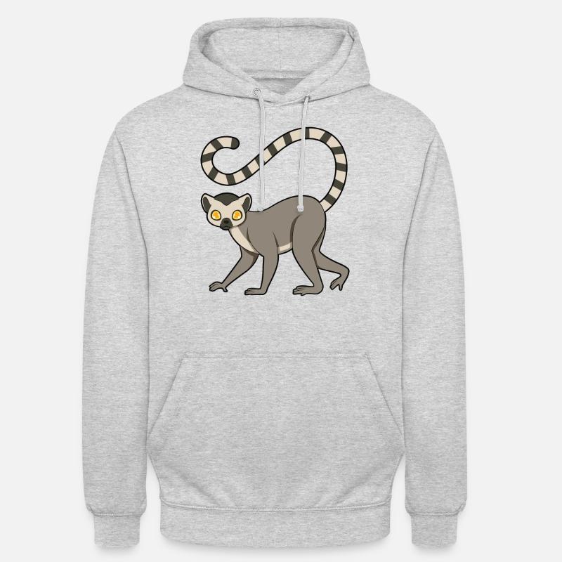 Lemur - Sweat-shirt à capuche unisexe - gris clair chiné