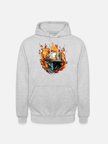 Firefighter helmet on fire n°1 - Unisex Hoodie - light heather grey
