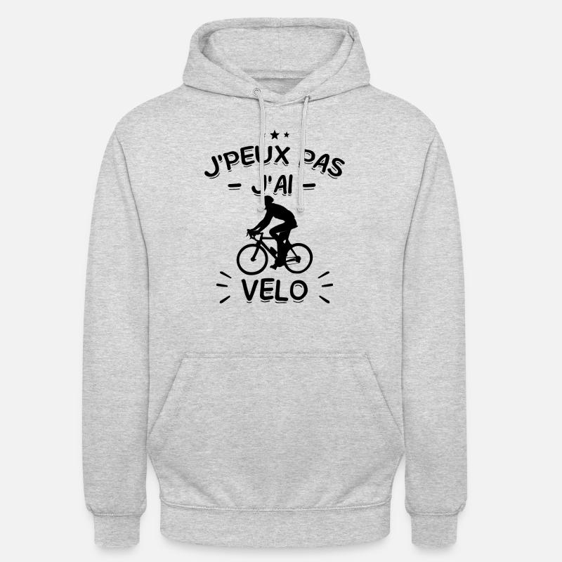 J'Peux Pas ! J'Ai Vélo 🚴♂️ - Sweat-shirt à capuche unisexe - gris clair chiné