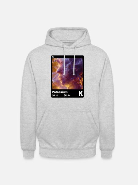 Kalium K kjemisk grunnstoff periodisk system 019 - Unisex-hettegenser - lysgrå melert