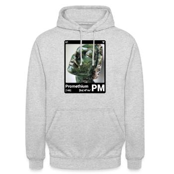 AI am Promethium (bk) - Unisex Hoodie - Hellgrau meliert - Vorne - Alina (178cm) & Michal (187cm)