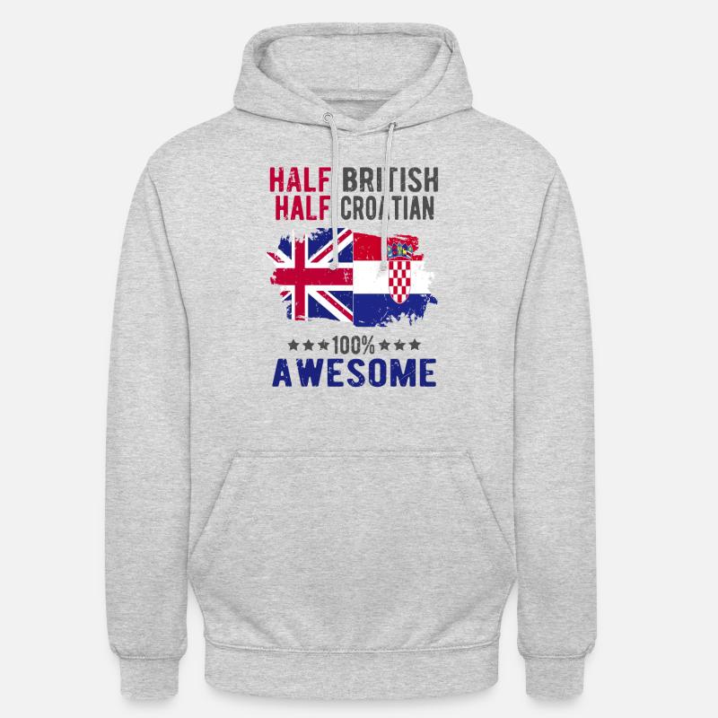 Moitié britannique moitié croate - Sweat-shirt à capuche unisexe - gris clair chiné
