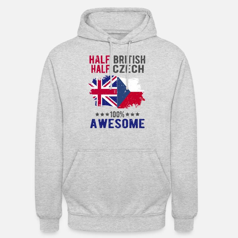 Moitié britannique moitié tchèque - Sweat-shirt à capuche unisexe - gris clair chiné