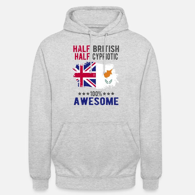 Moitié britannique moitié chypriote - Sweat-shirt à capuche unisexe - gris clair chiné