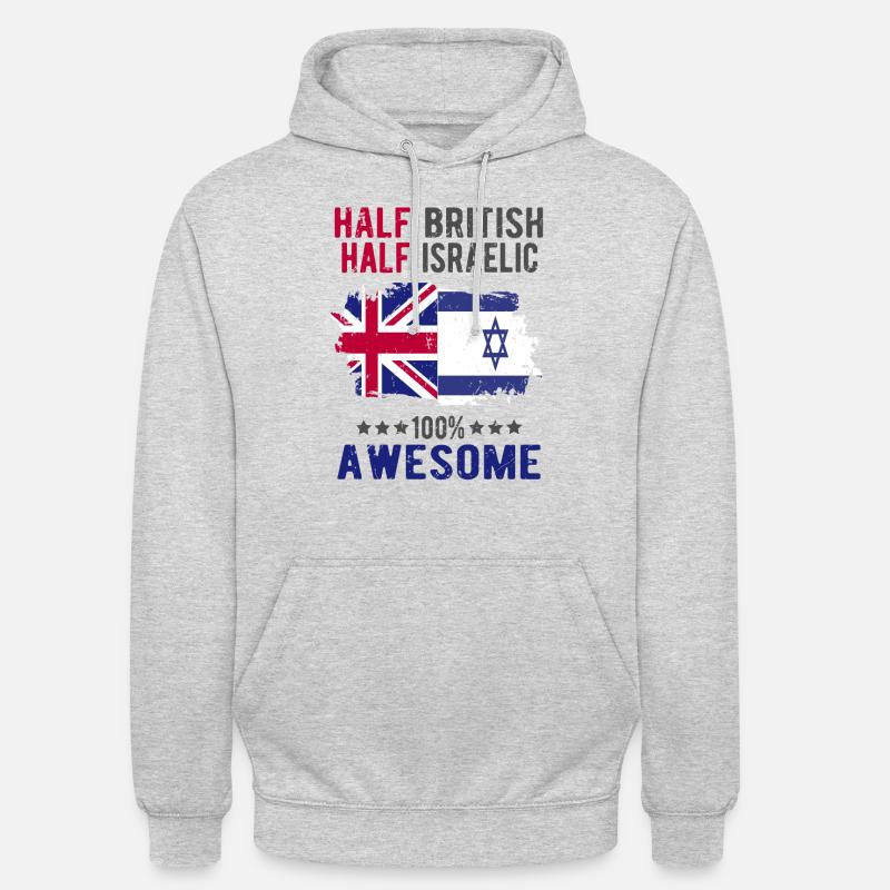 Moitié britannique moitié Isreali - Sweat-shirt à capuche unisexe - gris clair chiné