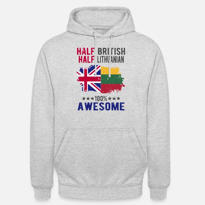 Halb Brite Halb Litauer - Unisex Hoodie - Hellgrau meliert