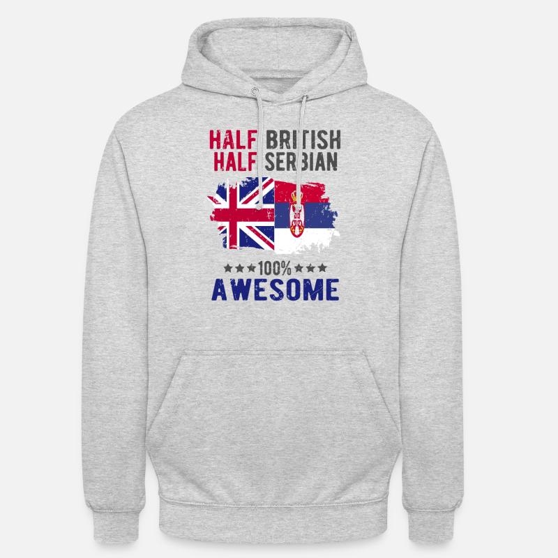 Halb Brite Halb Serbier - Unisex Hoodie - Hellgrau meliert