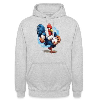 Rugby France Coq Ballon De Rugby Joueur Fan De Sport - Sweat-shirt à capuche unisexe - gris clair chiné - Devant - Alina (178cm) & Michal (187cm)