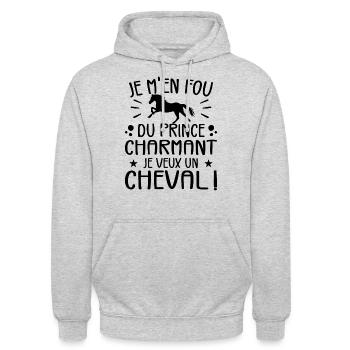 I don't care about Prince Charming, I want a horse - Unisex Hoodie - light heather grey - Front - Alina (178cm) & Michal (187cm)