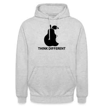 Think different la belle poire. - Sweat-shirt à capuche unisexe - gris clair chiné - Devant - Alina (178cm) & Michal (187cm)