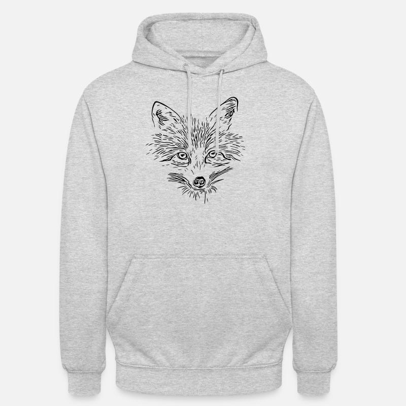 Fuchs Gesicht - Fox Face - Unisex Hoodie - Hellgrau meliert