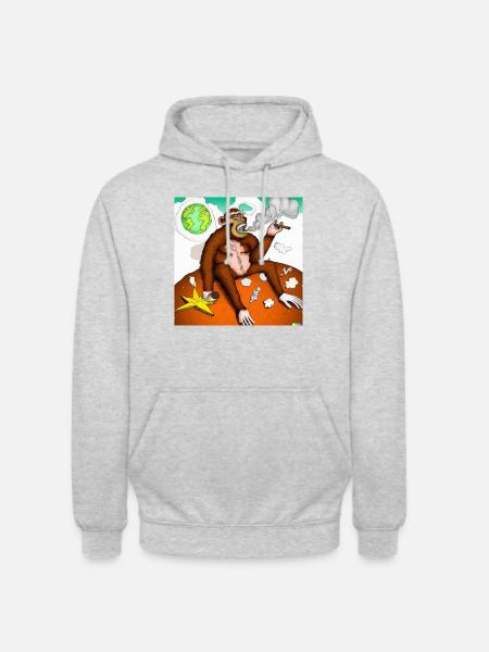 smoking rich monkey - Unisex Hoodie - Hellgrau meliert