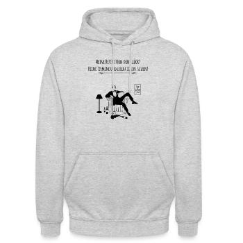 Meine Definition von Glück? Keine Termine und leic - Unisex Hoodie - Hellgrau meliert - Vorne - Alina (178cm) & Michal (187cm)