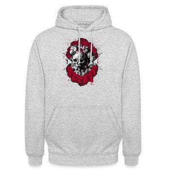 Roses Skull Gothic Death Skull Skull - Unisex Hoodie - light heather grey - Front - Alina (178cm) & Michal (187cm)