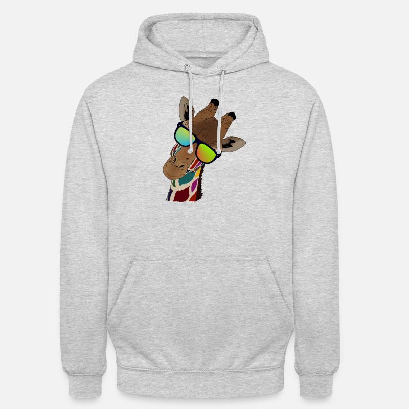 Rainbow giraffe with sun glasses gift idea - Unisex Hoodie - light heather grey