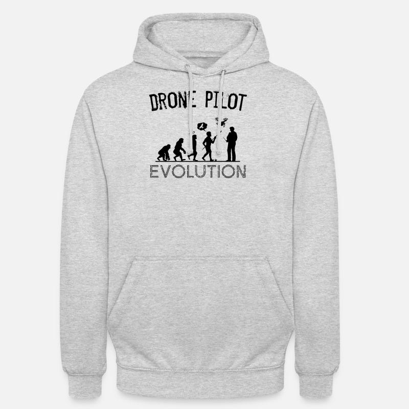 Drone Pilot Evolution Silhouette Drohnen Geschenk - Unisex Hoodie - Hellgrau meliert