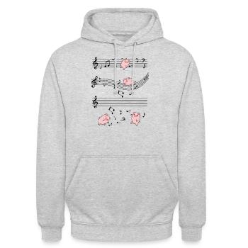 Schwein - Unisex Hoodie - Hellgrau meliert - Vorne - Alina (178cm) & Michal (187cm)