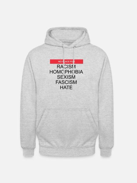 No place for racism - Unisex Hoodie - light heather grey