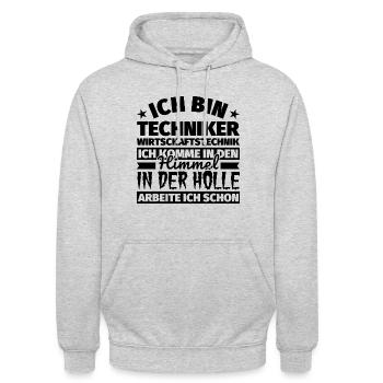 Techniker Wirtschaftstechnik Geschenk lustig Himme - Unisex Hoodie - Hellgrau meliert - Vorne - Alina (178cm) & Michal (187cm)