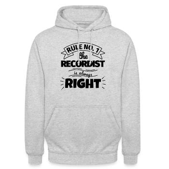 RECORDIST funny gift - Unisex Hoodie - light heather grey - Front - Alina (178cm) & Michal (187cm)