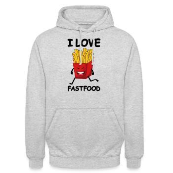 Frites fast food frites - Sweat-shirt à capuche unisexe - gris clair chiné - Devant - Alina (178cm) & Michal (187cm)