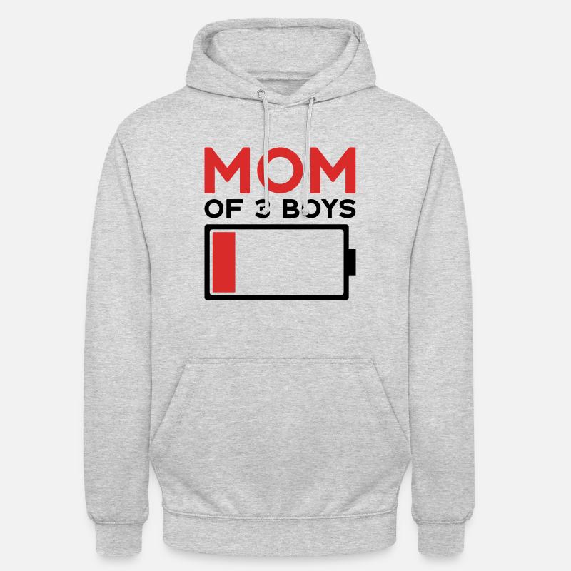 MAMAN DE 3 GARÇONS - Sweat-shirt à capuche unisexe - gris clair chiné