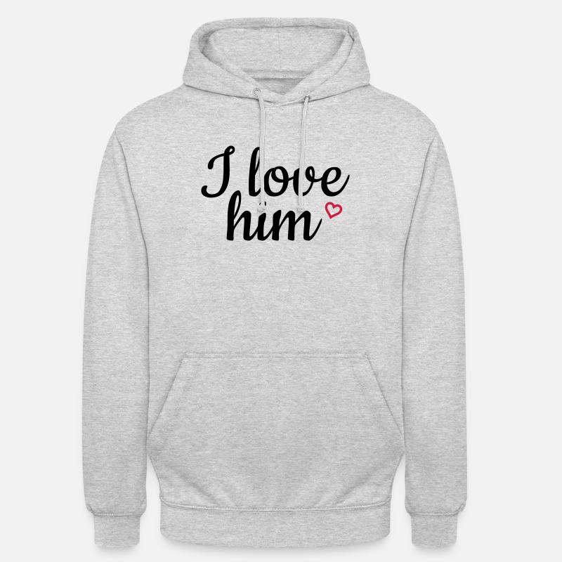 I love him - Sweat-shirt à capuche unisexe - gris clair chiné