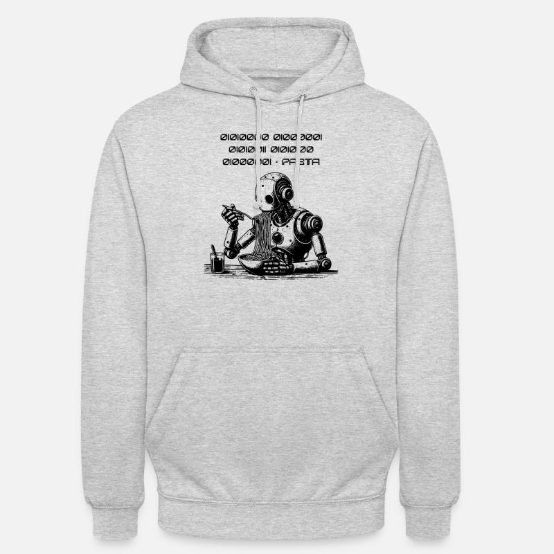Binärer Pasta Code Robot - Unisex Hoodie - Hellgrau meliert