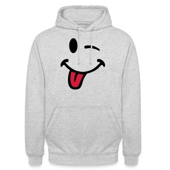 smiley tire langue 7012 - Sweat-shirt à capuche unisexe - gris clair chiné - Devant - Alina (178cm) & Michal (187cm)