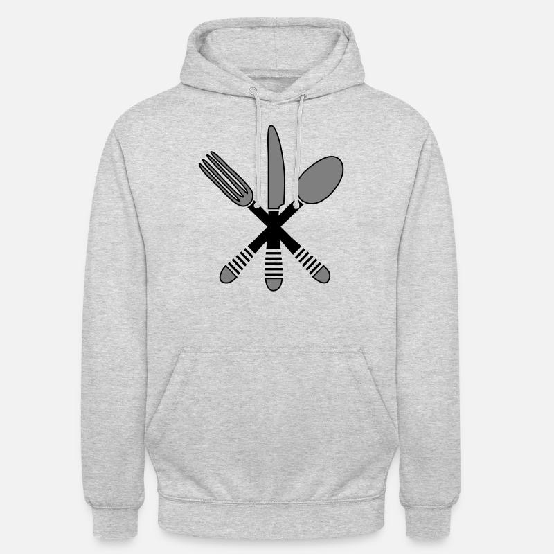 Cuisine couverts 2 - Sweat-shirt à capuche unisexe - gris clair chiné