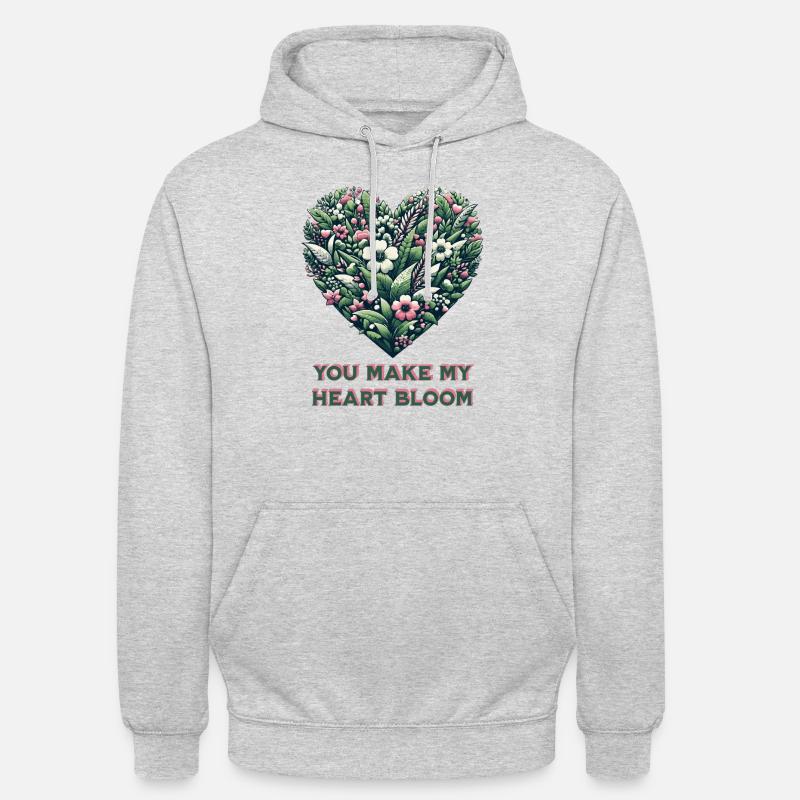 Tu fais fleurir mon cœur - Sweat-shirt à capuche unisexe - gris clair chiné