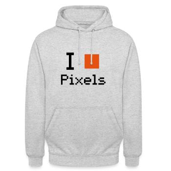 Pixel retrogaming joystick - Unisex Hoodie - light heather grey - Front - Alina (178cm) & Michal (187cm)