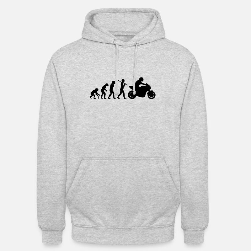 T-shirt évolution moto motard - Sweat-shirt à capuche unisexe - gris clair chiné