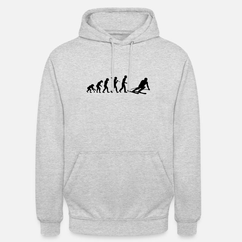 evolution des Menschen Skifahren - Unisex Hoodie - Hellgrau meliert
