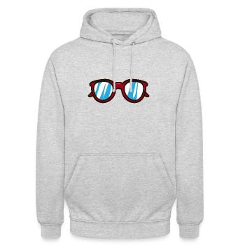 Brille - Unisex Hoodie - Hellgrau meliert - Vorne - Alina (178cm) & Michal (187cm)
