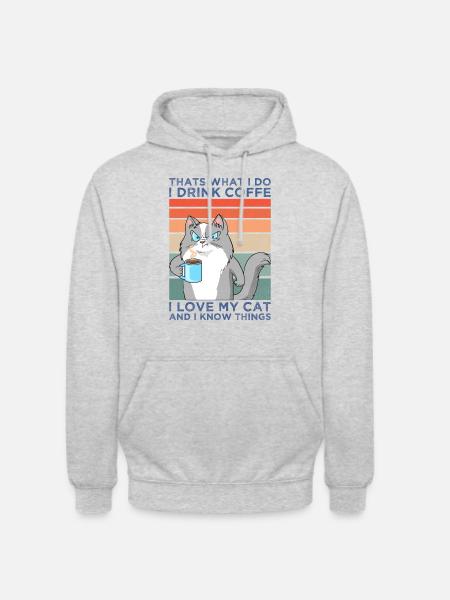 Sjove katte kaffe meme kat ven gave - Hættetrøje unisex - lysegrå meleret
