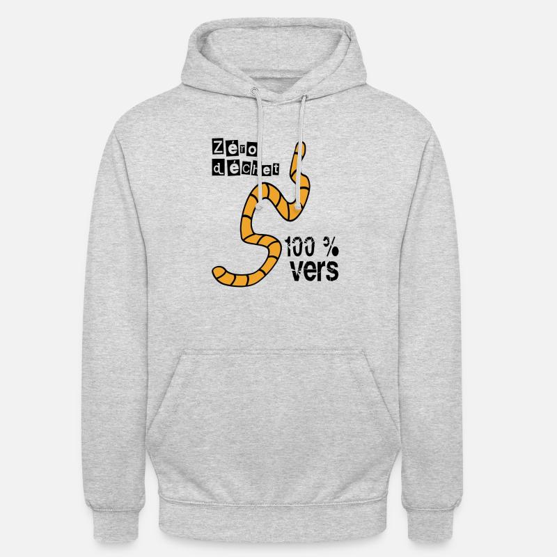 Zéro déchet, 100 % vers - Sweat-shirt à capuche unisexe - gris clair chiné