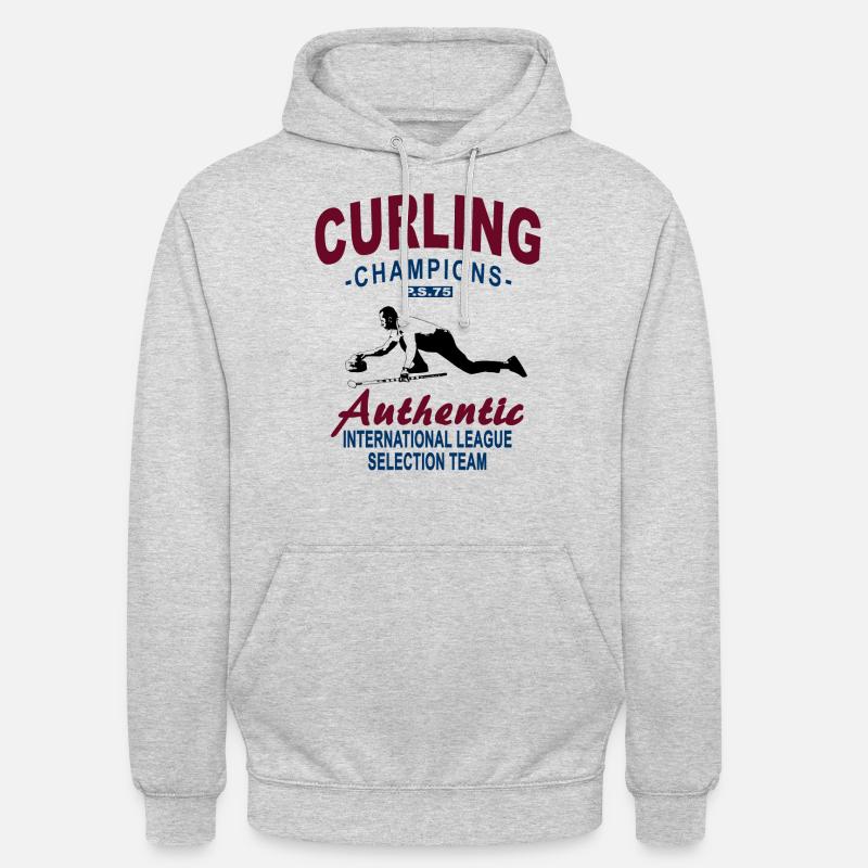 Curling - Eisstockschießen - Eisstockschiessen - Sweat-shirt à capuche unisexe - gris clair chiné