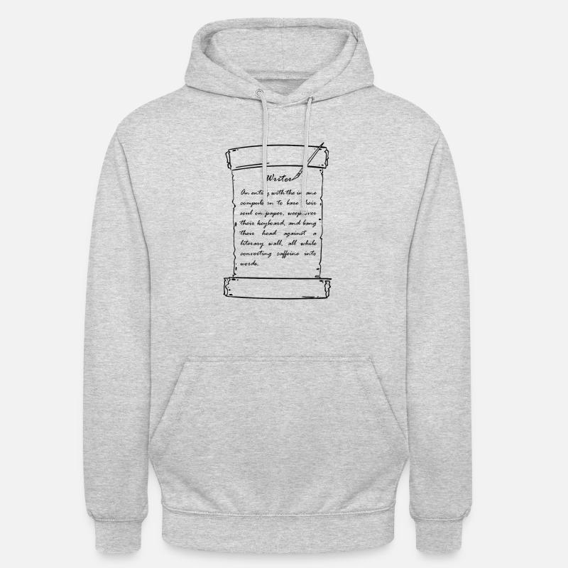 ÉCRIVAIN: définition de l'écrivain - Sweat-shirt à capuche unisexe - gris clair chiné