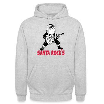 Santa rocks Gitarre Christmas Music Weihnachten - Unisex Hoodie - Hellgrau meliert - Vorne - Alina (178cm) & Michal (187cm)