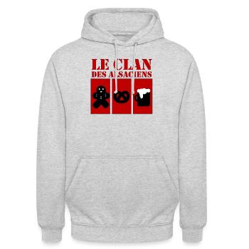 Le clan des Alsaciens - Sweat-shirt à capuche unisexe - gris clair chiné - Devant - Alina (178cm) & Michal (187cm)