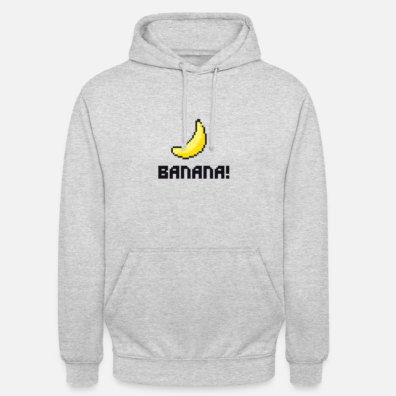 Type de pixels de banane rétro - Sweat-shirt à capuche unisexe - gris clair chiné