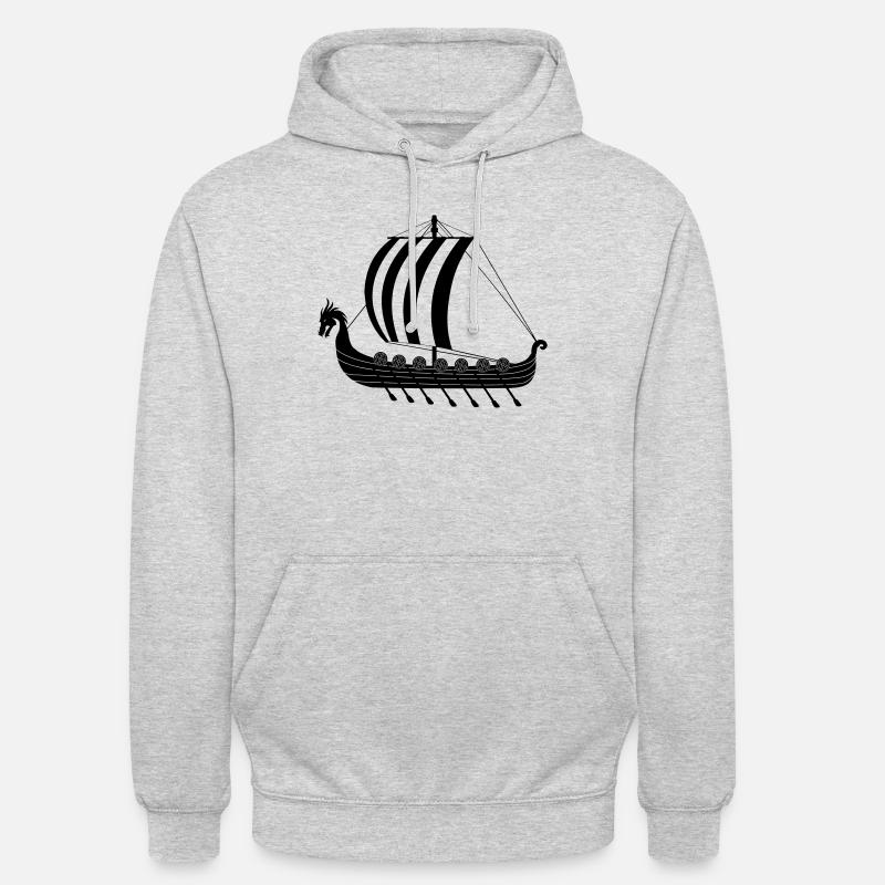 Wikinger-Drachenschiff dragar - Unisex Hoodie - Hellgrau meliert