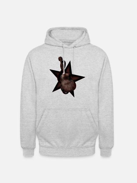 Gitarre Stern Notenschlüssel - Unisex Hoodie - Hellgrau meliert