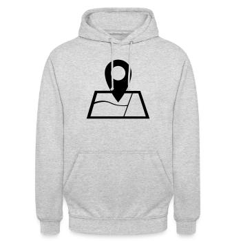 Navigation Maps GPS Coordinates Icon Sign - Unisex Hoodie - light heather grey - Front - Alina (178cm) & Michal (187cm)