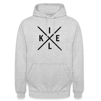 Kiel Kreuz Design - Unisex Hoodie - Hellgrau meliert - Vorne - Alina (178cm) & Michal (187cm)