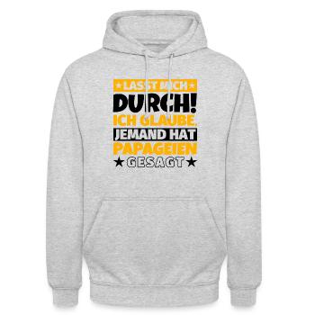 Papageien - Unisex Hoodie - Hellgrau meliert - Vorne - Alina (178cm) & Michal (187cm)