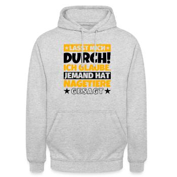 Nagetiere - Unisex Hoodie - Hellgrau meliert - Vorne - Alina (178cm) & Michal (187cm)