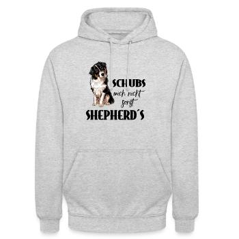 AUSTRALIAN SHEPHERD - Schubs mich nicht - Unisex Hoodie - Hellgrau meliert - Vorne - Alina (178cm) & Michal (187cm)