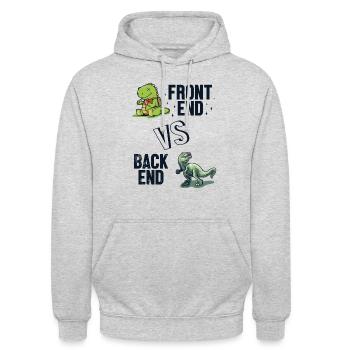 Développeur Frontend vs. Backend Codeur - Sweat-shirt à capuche unisexe - gris clair chiné - Devant - Alina (178cm) & Michal (187cm)